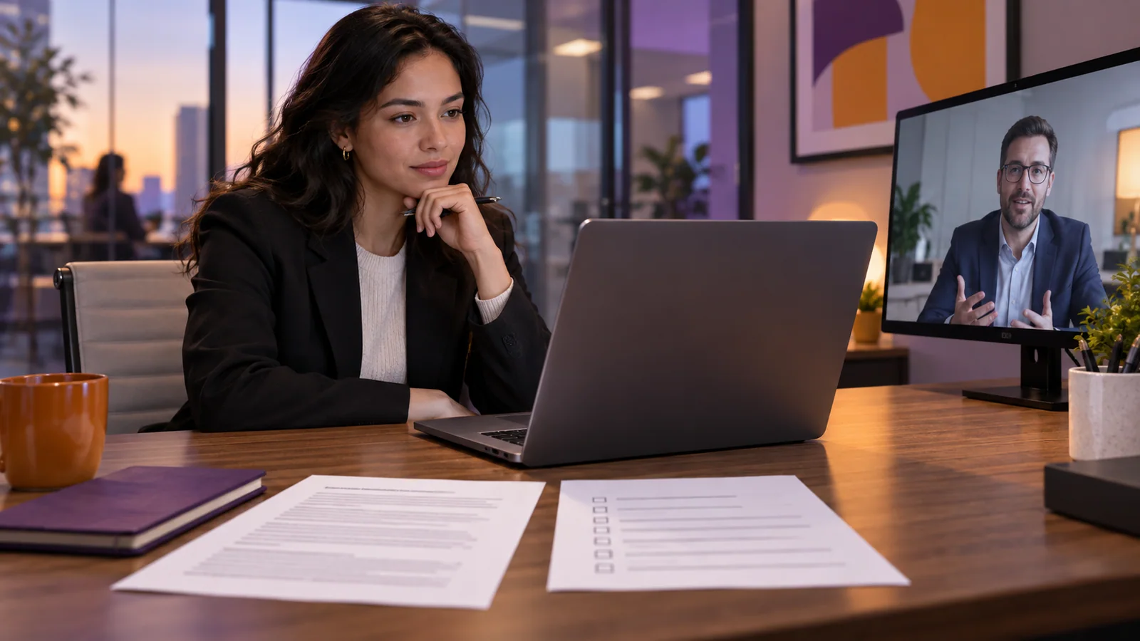 Candidate reviews an AI interview disclosure and question checklist